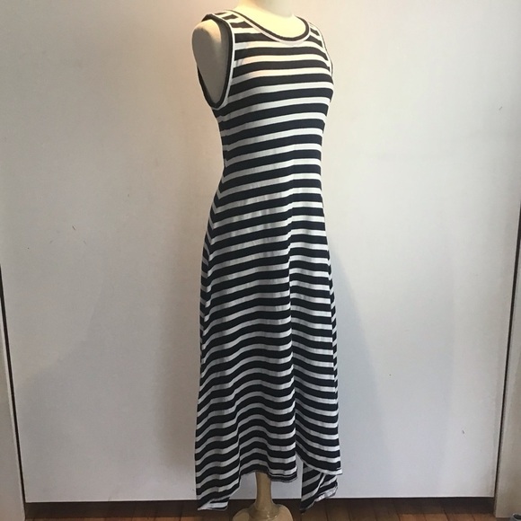 J CREW -  Breton Stripe nautical sleeveless cotton knit Hi-Low Maxi Dress Small - Picture 3 of 8
